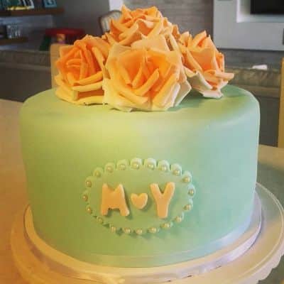 עוגת פרחים טורקיז אפרסק